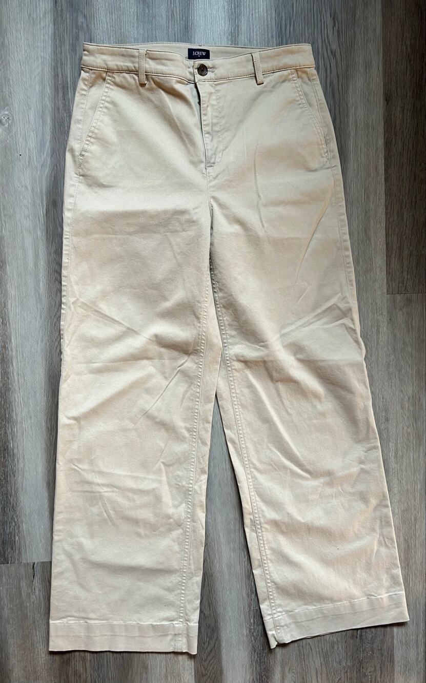 J. Crew Wide-Leg Chino Pants Khaki Tan High-Rise career work office minimalist